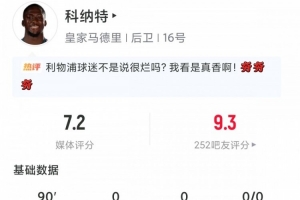 免費(fèi)可真香！27歲科納特首秀：89觸球僅3丟球權(quán)，5解圍3搶斷0犯規(guī)配圖